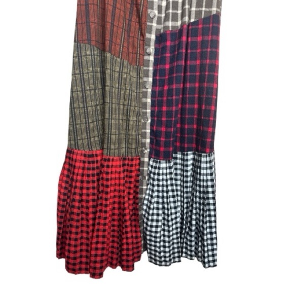 TOV Holy Los Angeles Plaid Patchwork Maxi Skirt Large - Picture 4 of 8
